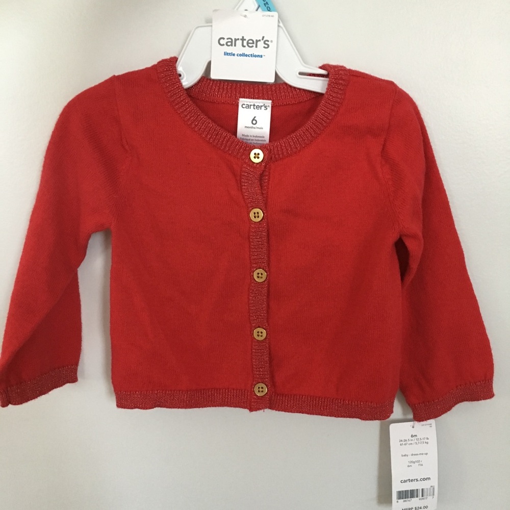 NWT Red Carter's cardigan size 6 months